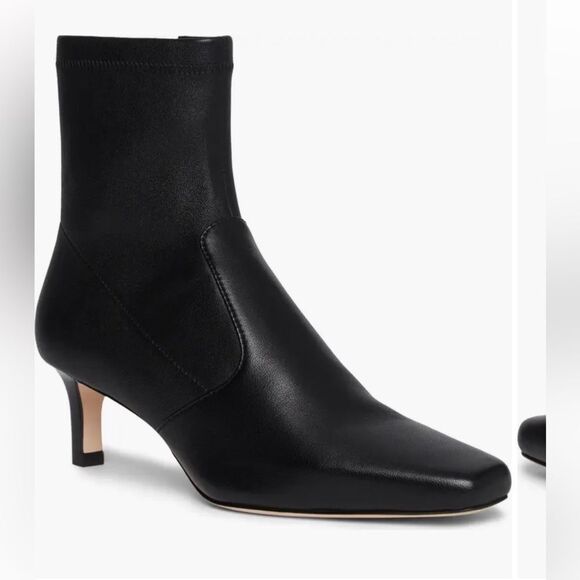 PAIGE Annika black ankle boots heels stretch leather square toes Sz 11 $378 - Picture 1 of 9